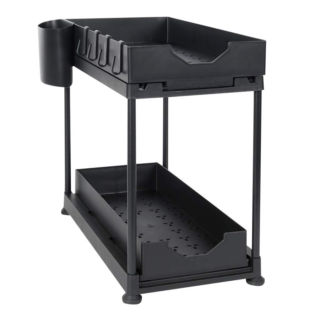 Étagère noire à 2 tablettes