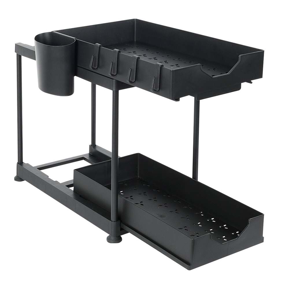 Étagère noire à 2 tablettes