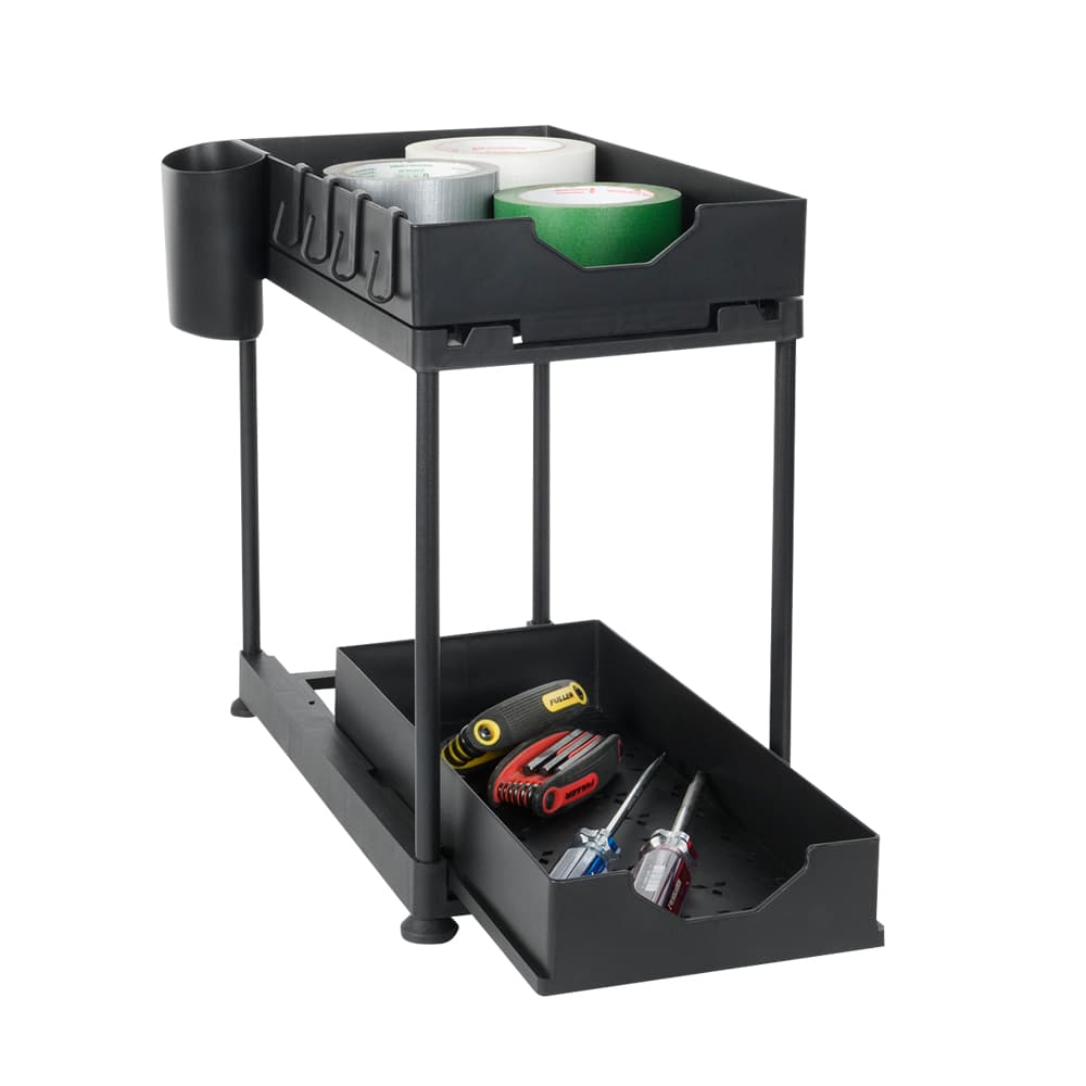 Étagère noire à 2 tablettes