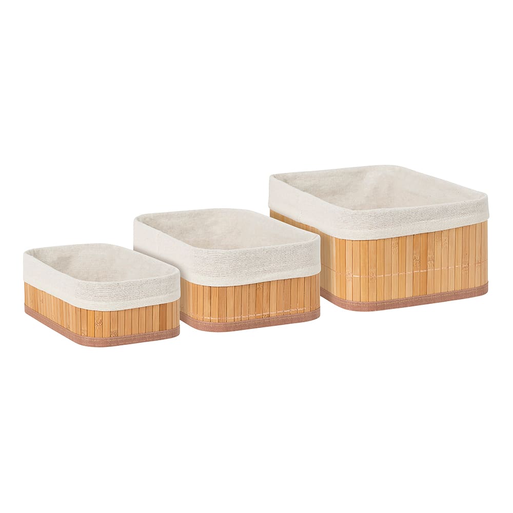 Ensemble de 3 paniers de rangement en bambou naturel