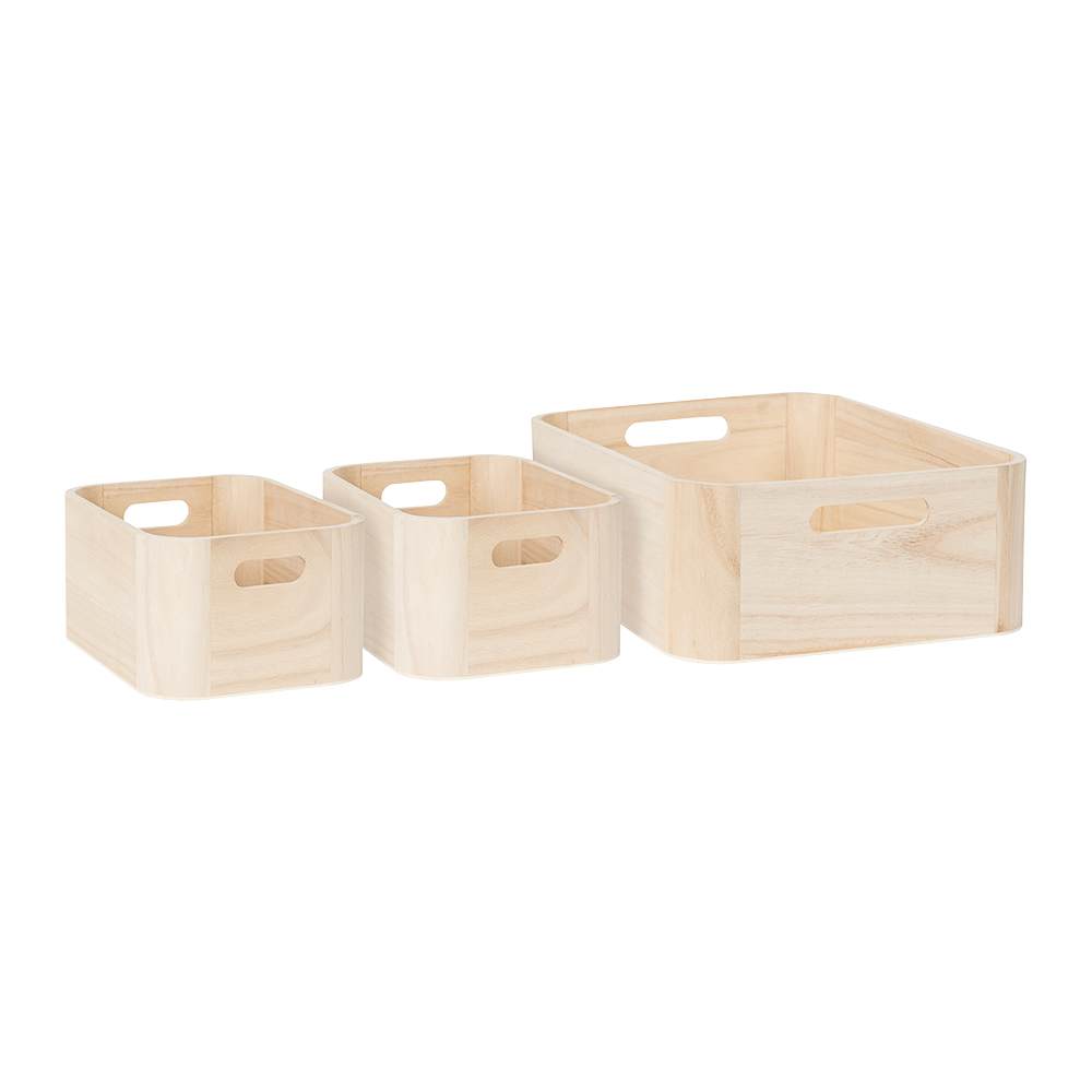 Ensemble de 3 paniers de rangement en bois