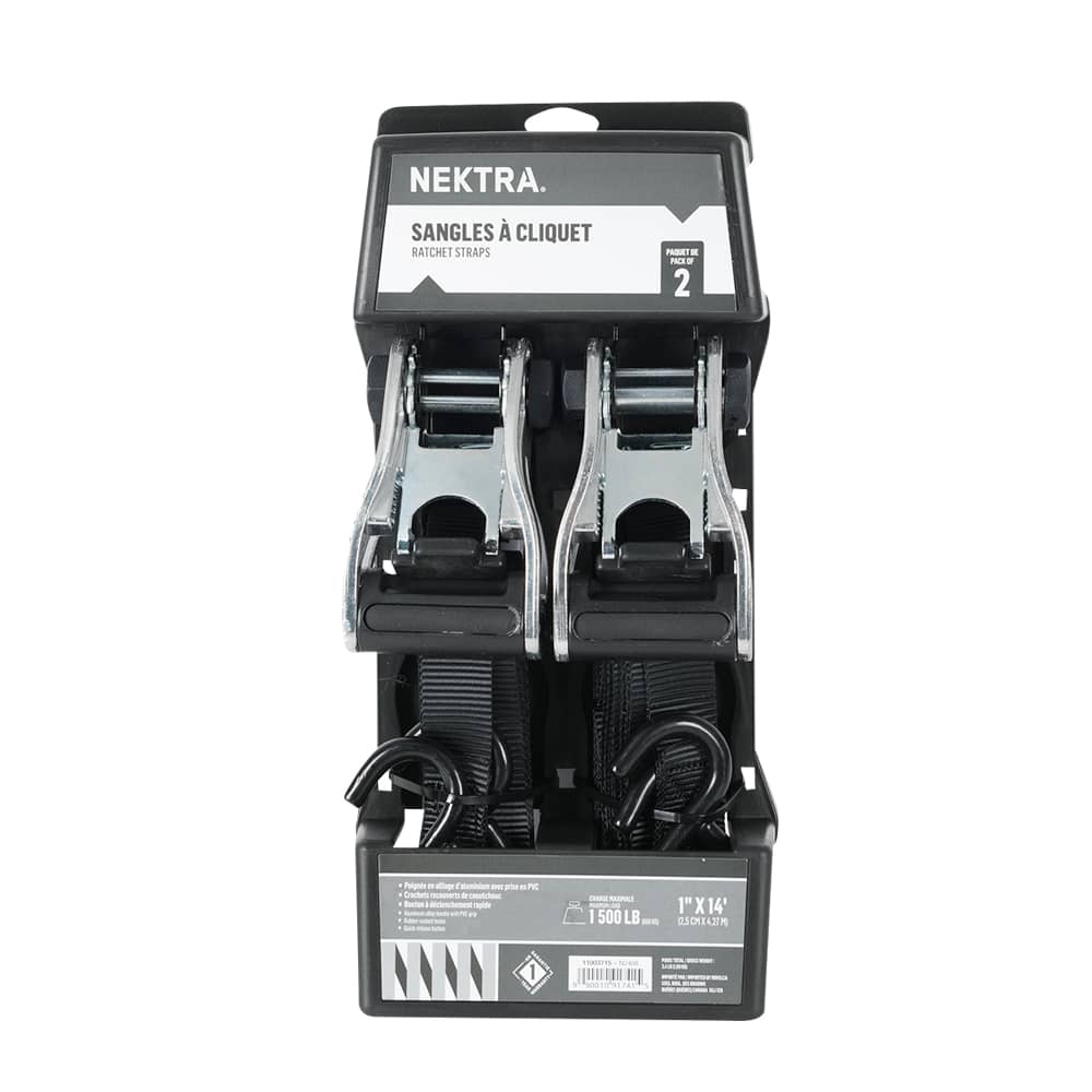 NEKTRA Ratchet Straps 1 in. x 14 ft. Pkg/2