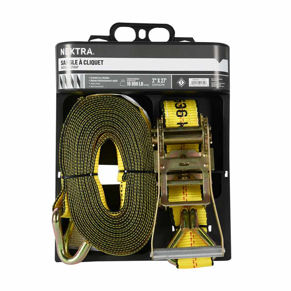 NEKTRA Heavy Duty Ratchet Strap 2 in. x 27 ft.