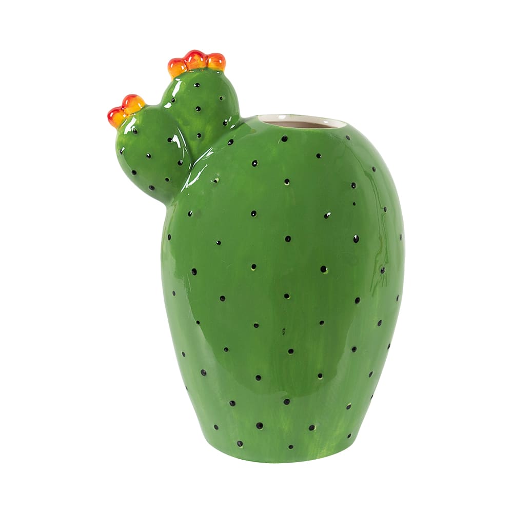 Vase décoratif en céramique cactus vert VERTUO