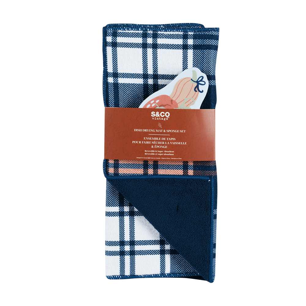 Tapis de séchage à vaisselle et éponge