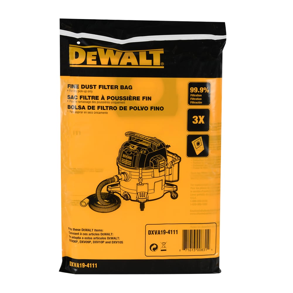 DEWALT High-Efficiency Filter Bags 6-10 Gallon Pkg/3