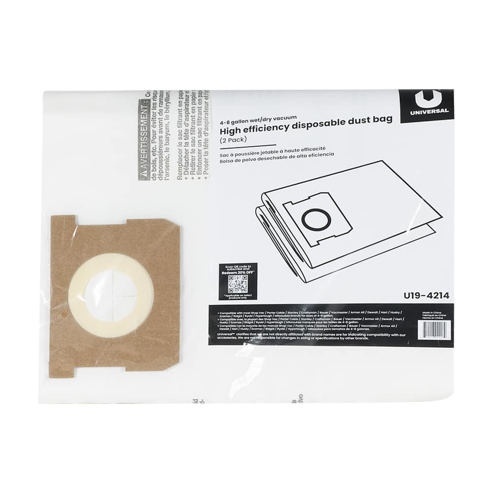 Sacs-filtres haute performance 4-8 gallons Pqt/2