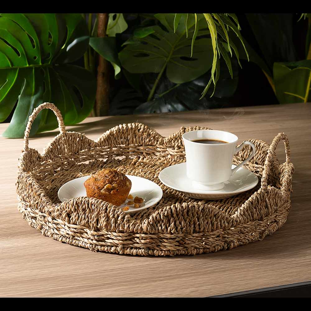 VERTUO Round Decorative Rattan Tray