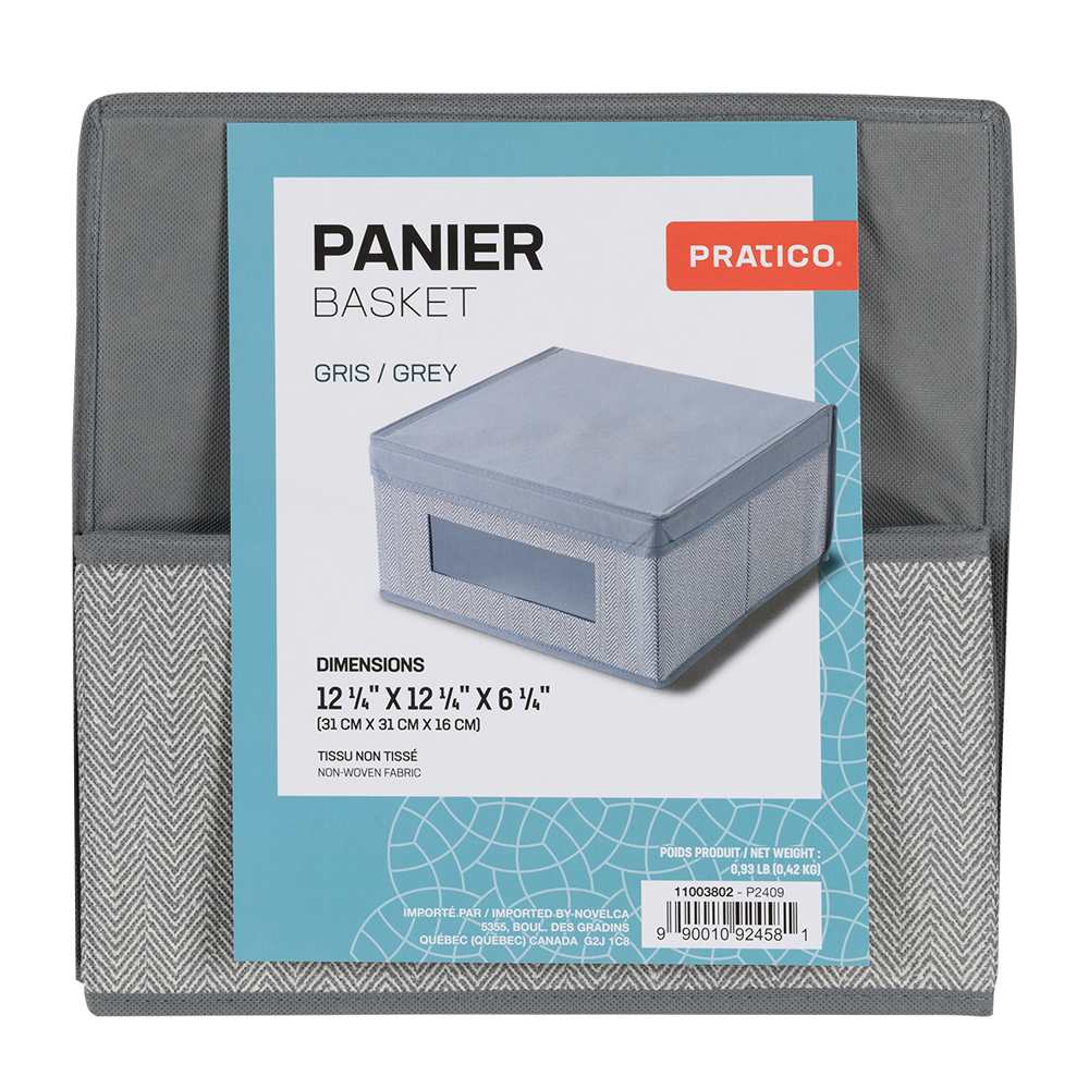 Boîte de rangement pliable grise 12 1/4 po PRATICO