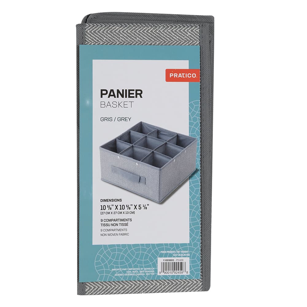 Panier de rangement modulaire gris 10 5/8 po