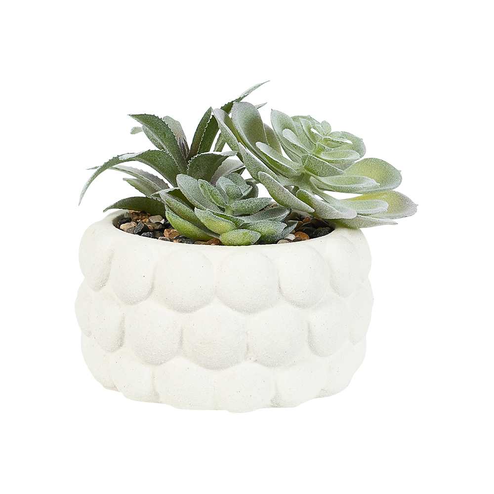 Plantes artificielles succulentes avec pot en céramique vert VERTUO