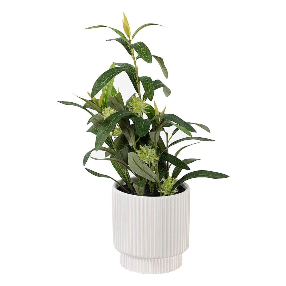Plante artificielle Olivier avec pot en céramique blanc VERTUO