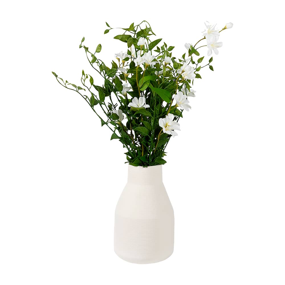 Fleur artificielle avec vase en céramique blanc VERTUO