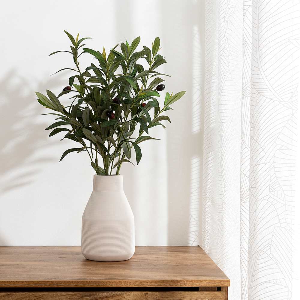 Plante artificielle Olivier avec vase en céramique blanc VERTUO