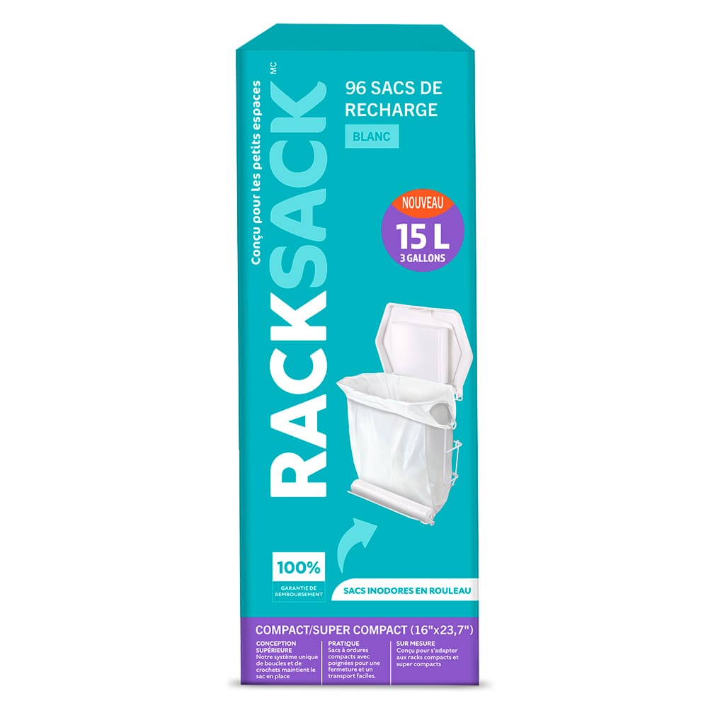 Sacs à ordures pour cuisine blancs Rack Sack 15 L Pqt/96