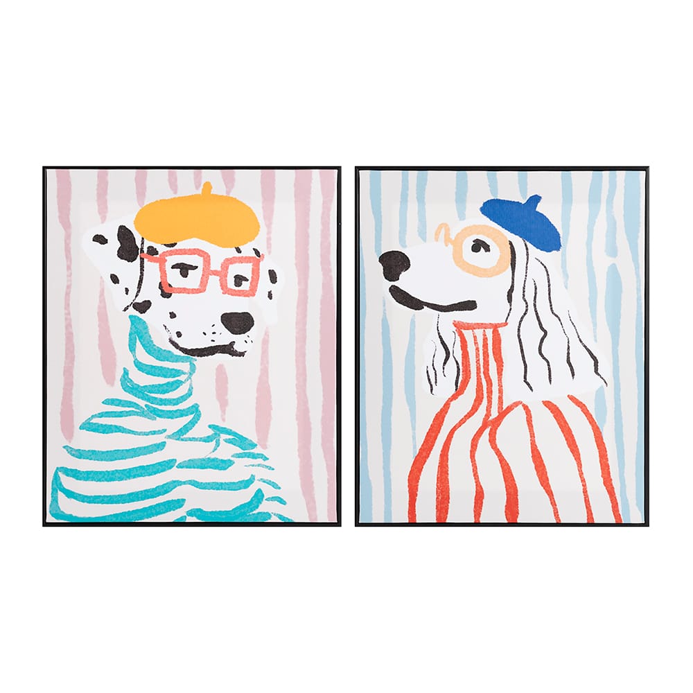 Ensemble de 2 reproductions sur toile Chiens colorés 15&nbsp;3/4&nbsp;po&nbsp;x&nbsp;19&nbsp;5/8&nbsp;po ASTELLA