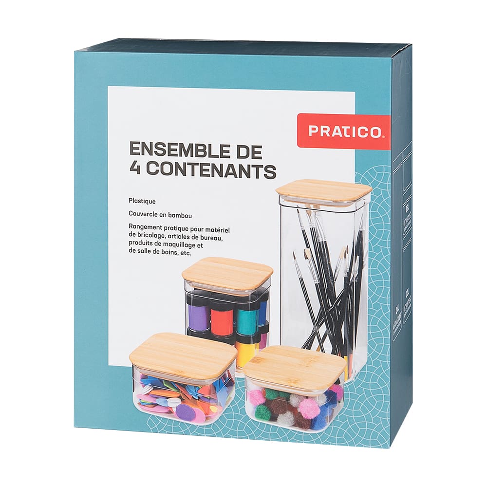 Ensemble de 4 contenants en plastique clair