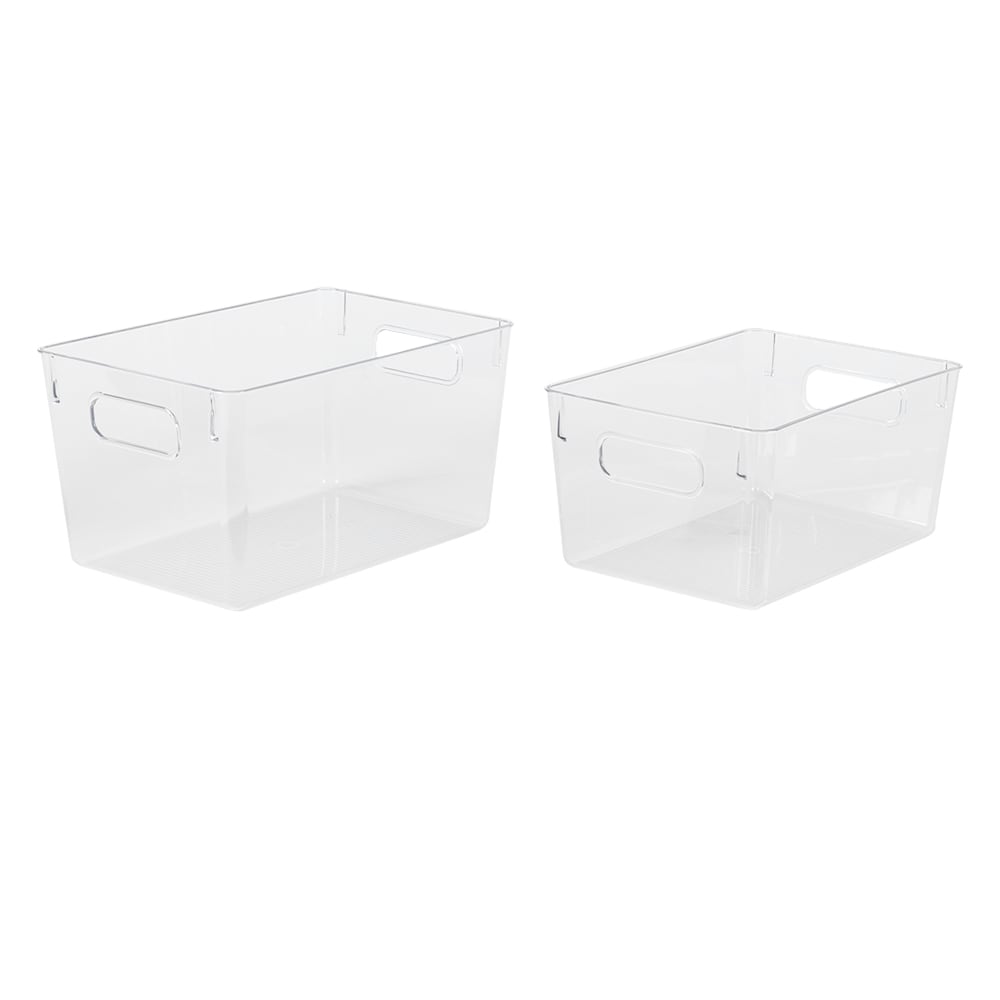Ensemble de 2 bacs de rangement en plastique clair