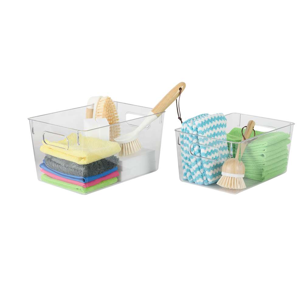 Ensemble de 2 bacs de rangement en plastique clair