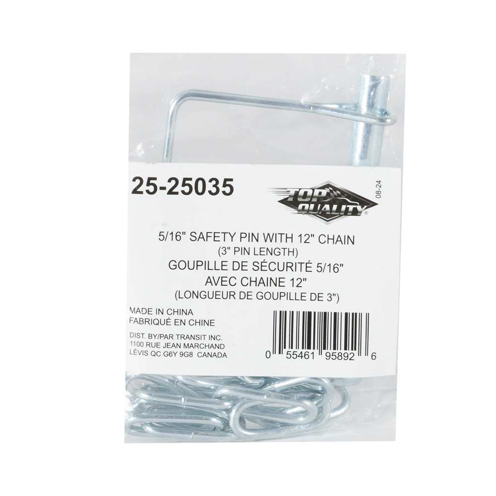 Square Safety Pin 5/16 in. x 3 in. with 12 in. Chain