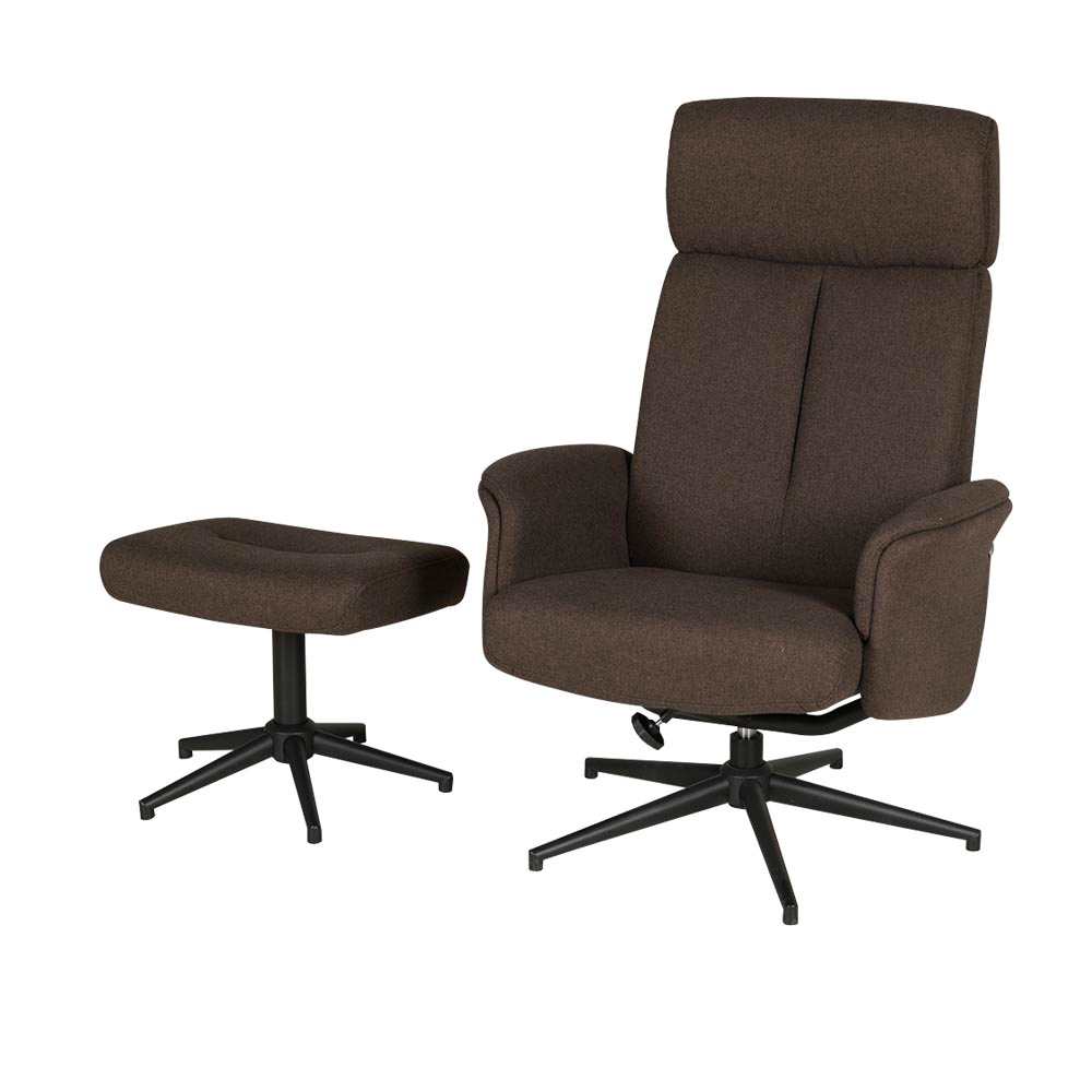 Fauteuil pivotant et inclinable avec repose-pieds Maxim brun ASTELLA