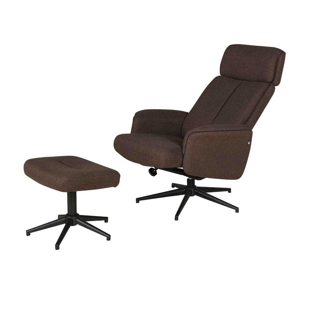 Fauteuil pivotant et inclinable avec repose-pieds Maxim brun ASTELLA