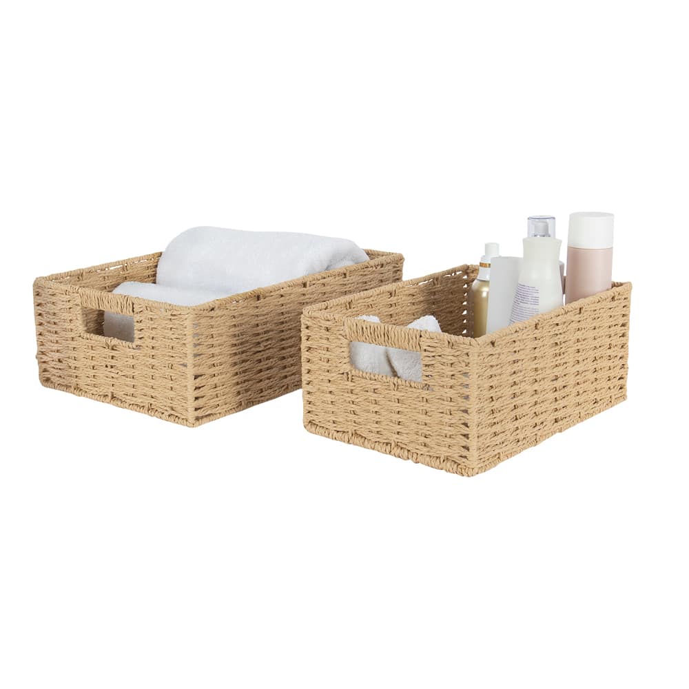 Set of 2 Natural Fibres Storage Baskets