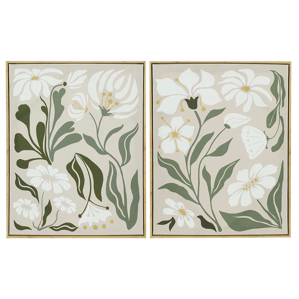 Ensemble de 2 reproductions sur toile Fleurs bohème 15 3/4 po x 19 5/8 po ASTELLA