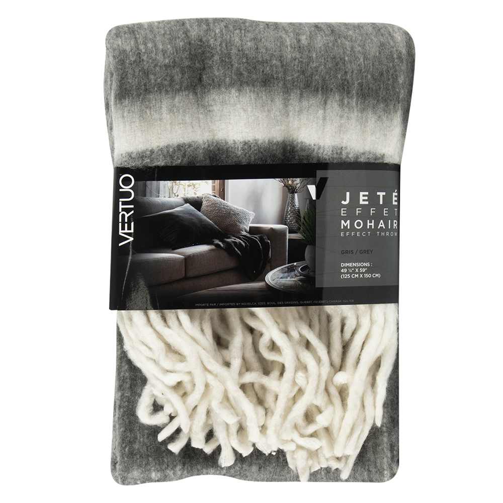 Jeté effet mohair gris 49 1/4 po x 59 po VERTUO