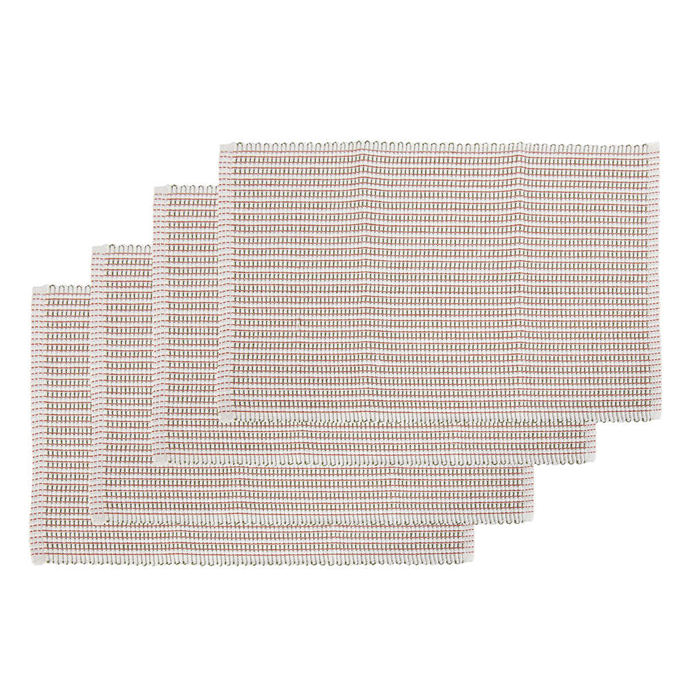 Napperons rectangulaires tissés beige orange et vert 13 po x 18 7/8 po Pqt/4
