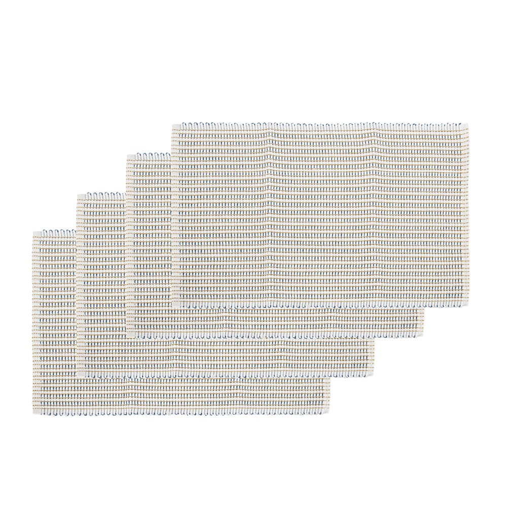 Napperons rectangulaires tissés beige bleu et vert 13 po x 18 7/8 po Pqt/4