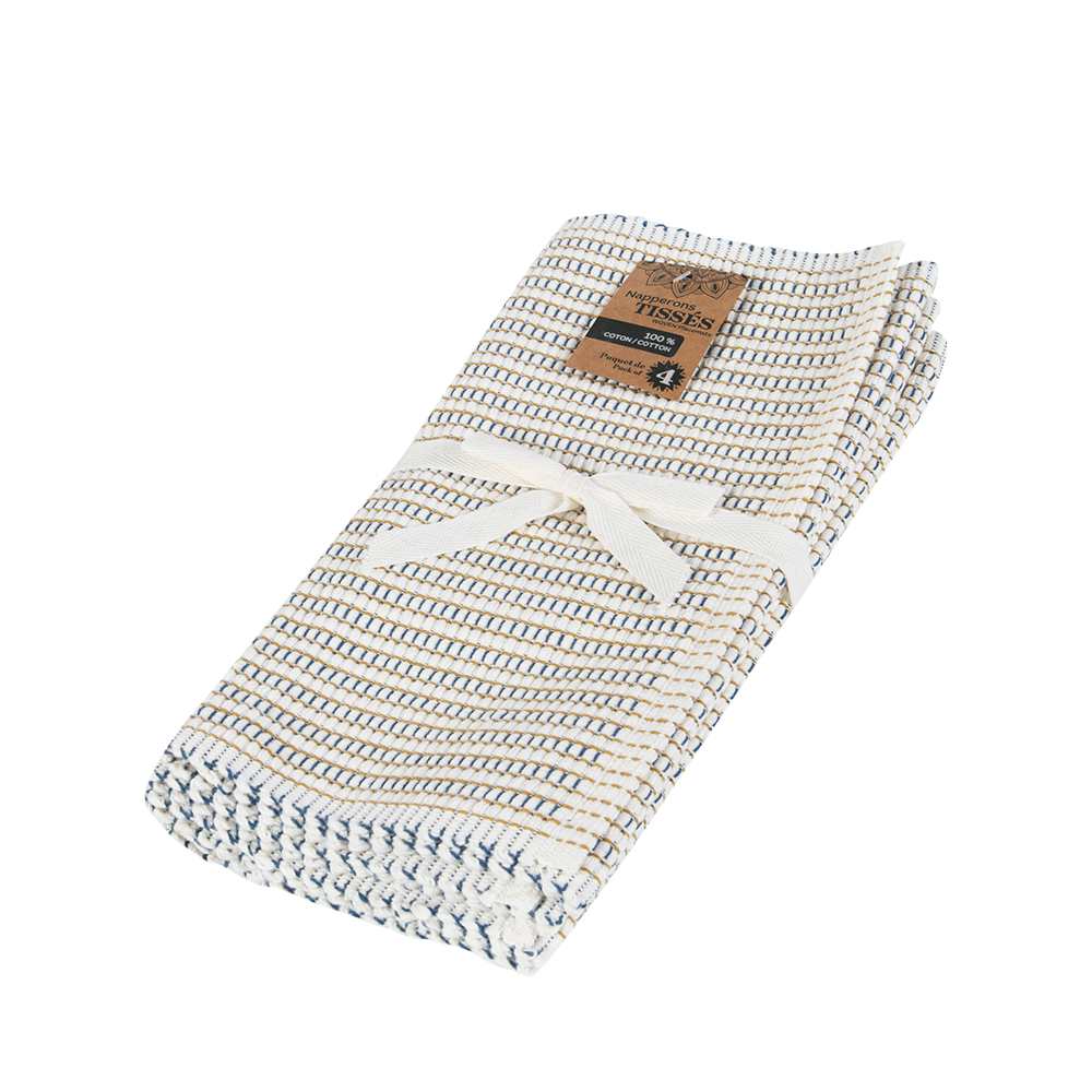 Napperons rectangulaires tissés beige bleu et vert 13 po x 18 7/8 po Pqt/4