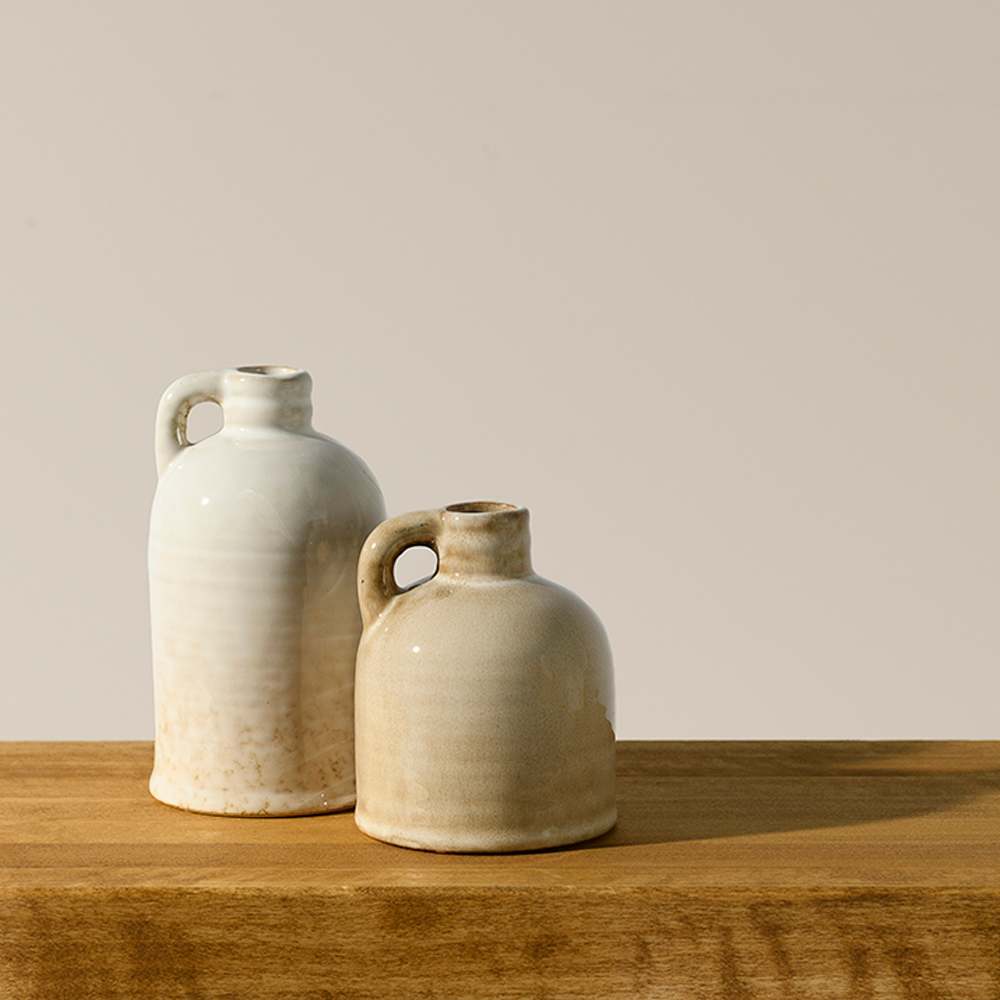 Vase décoratif en céramique beige rustique ASTELLA