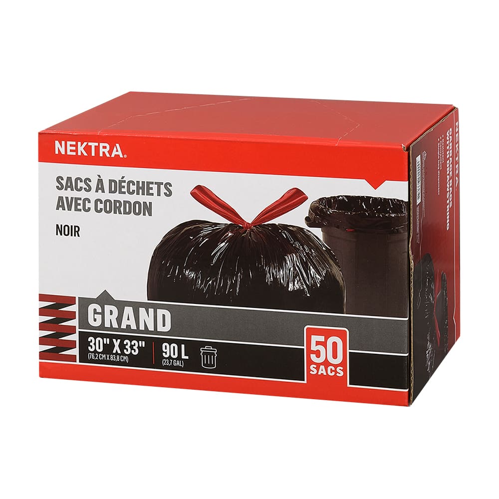 Sacs à déchets noirs 90 L Pqt/50 NEKTRA