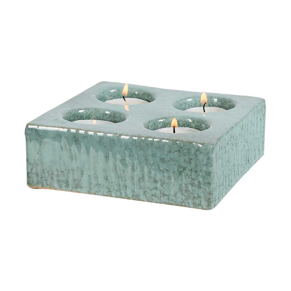 Square ceramic candle holder 1 3/4 in.