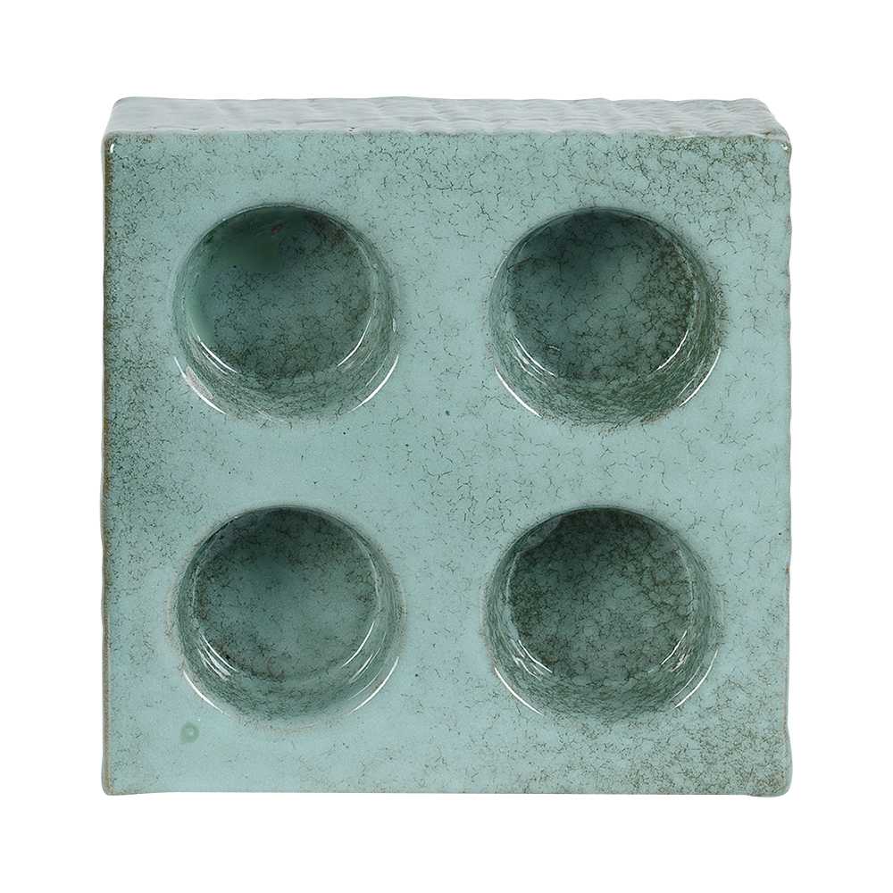 Square ceramic candle holder 1 3/4 in.