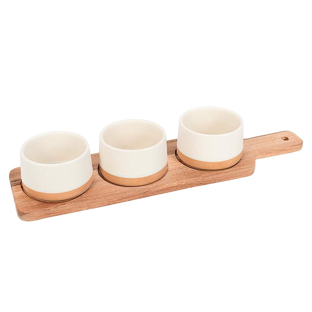 Ensemble de service à tapas avec 3 bols en grès