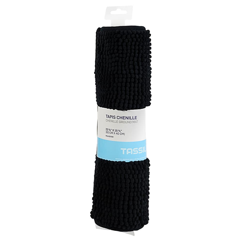 Tapis chenille noir 23&nbsp;5/8&nbsp;po&nbsp;x&nbsp;15&nbsp;3/4&nbsp;po