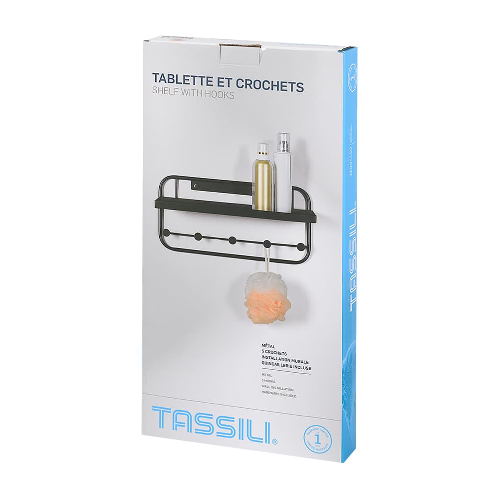 WALL-MOUNTED FIVE HOOK SHELF