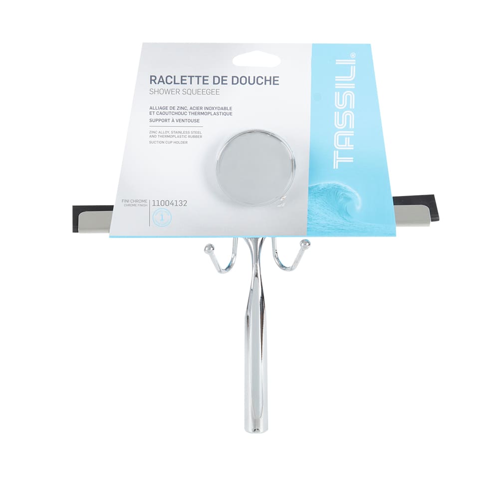 Raclette de douche avec support à ventouse chrome 9 5/8 po TASSILI