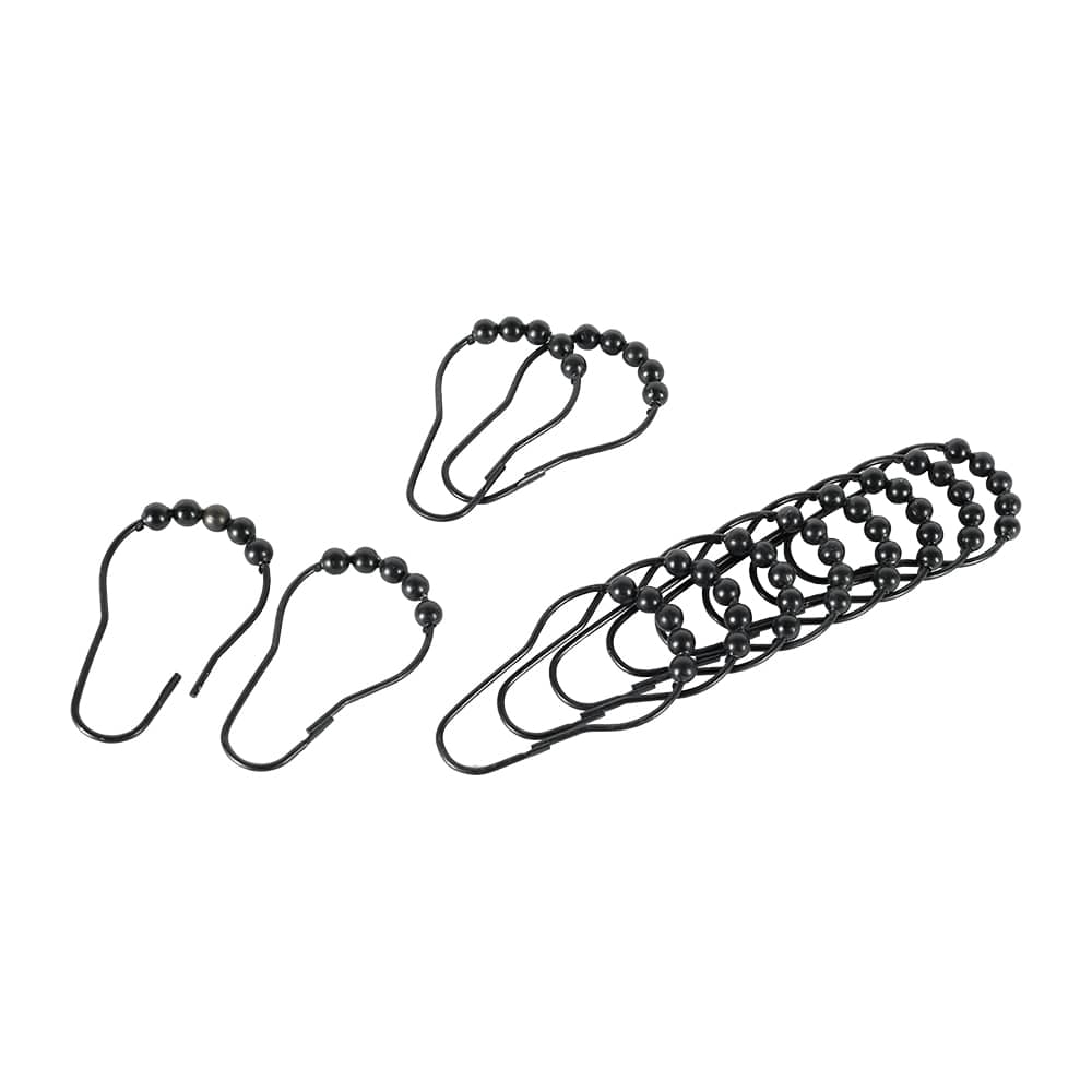Crochets pour rideau de douche noir Pqt/12 TASSILI