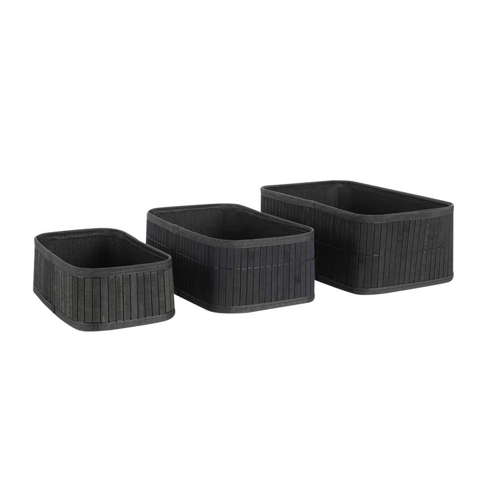 Ensemble de 3 paniers de rangement en bambou noir PRATICO