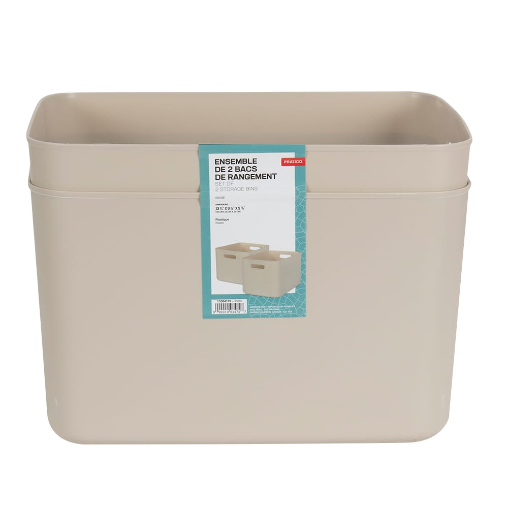 Ensemble de 2 bacs de rangement beiges