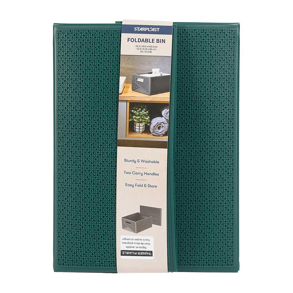 Bac de rangement pliable vert 11 L