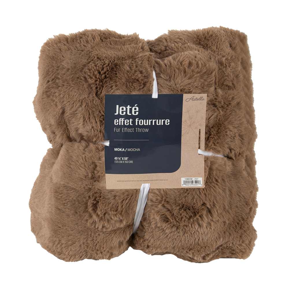 Jeté effet fourrure moka 49 1/4 po x 59 po ASTELLA