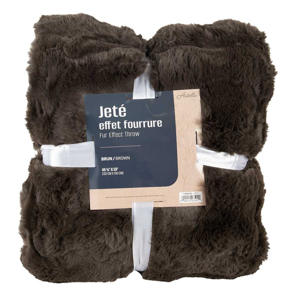 Jeté effet fourrure brune 49 1/4 po x 59 po ASTELLA