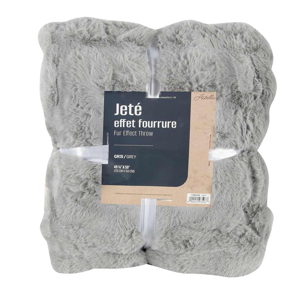 Jeté effet fourrure grise 49 1/4 po x 59 po ASTELLA
