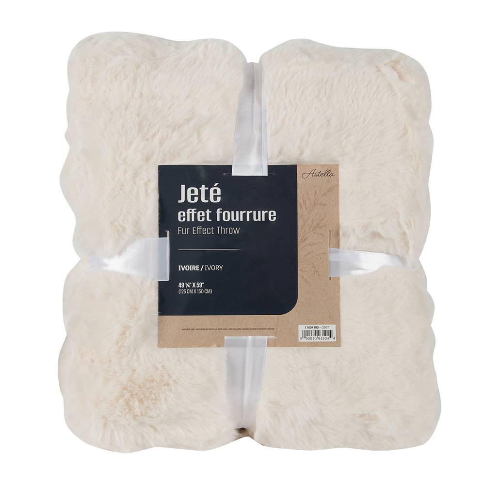 Jeté effet fourrure ivoire 49 1/4 po x 59 po ASTELLA