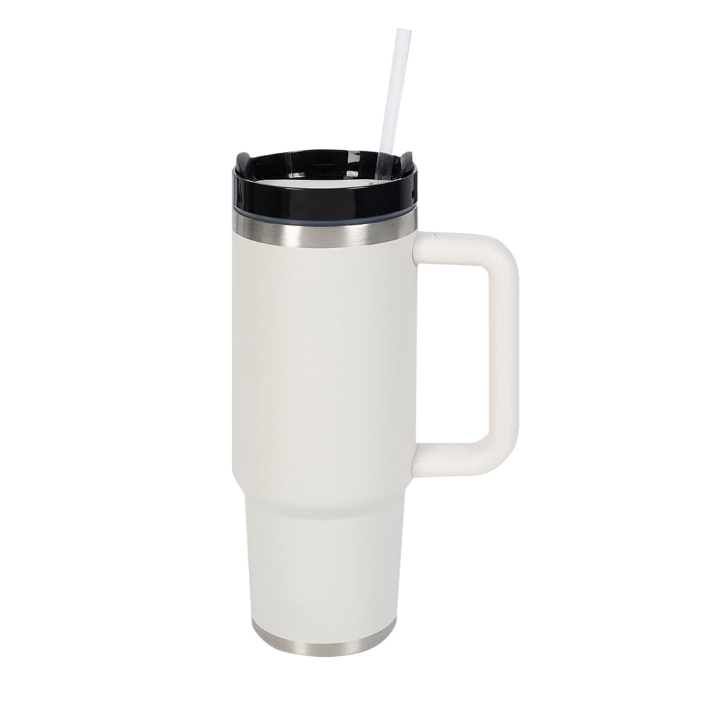 Tasse isotherme avec paille beige 887 ml