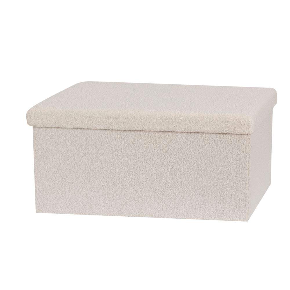 ASTELLA Cream Teddy Foldable Storage Ottoman 29 7/8 in.